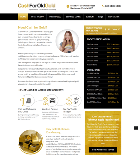 Cash For Old Gold Melbourne Website Development